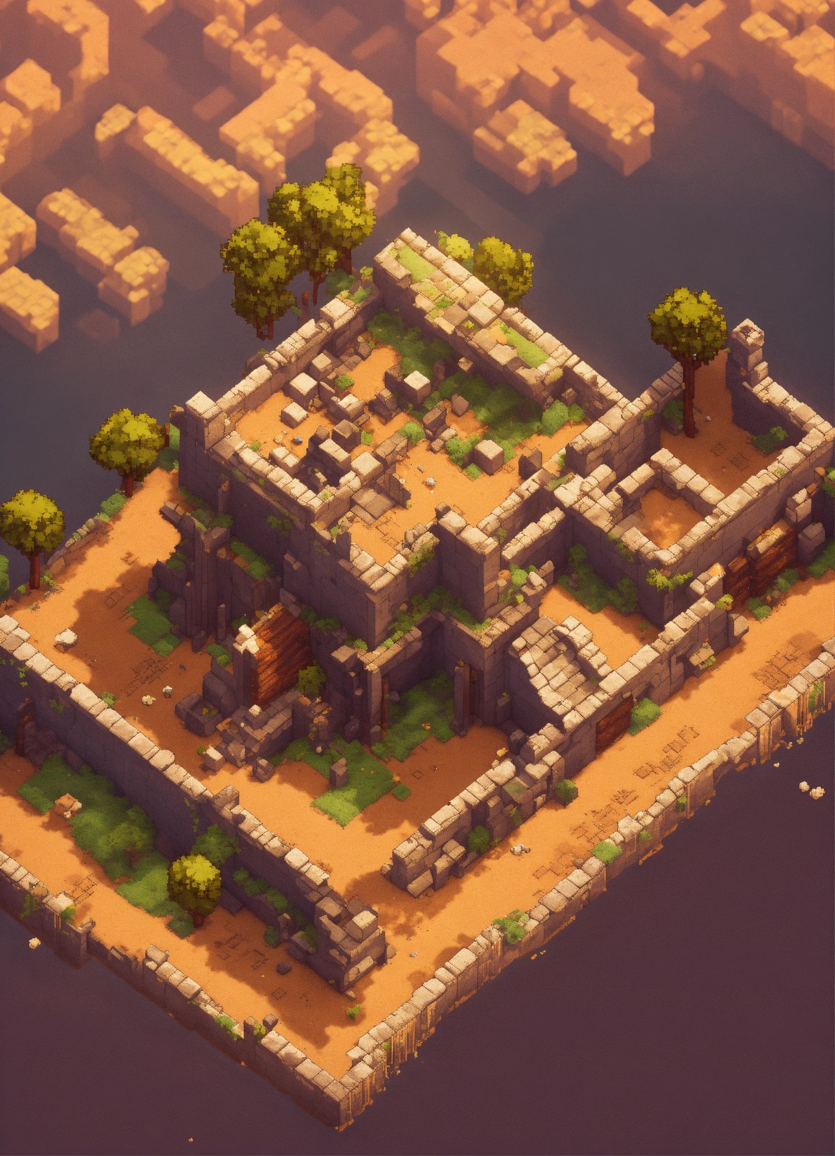 Simple Pixel Ruins From Above